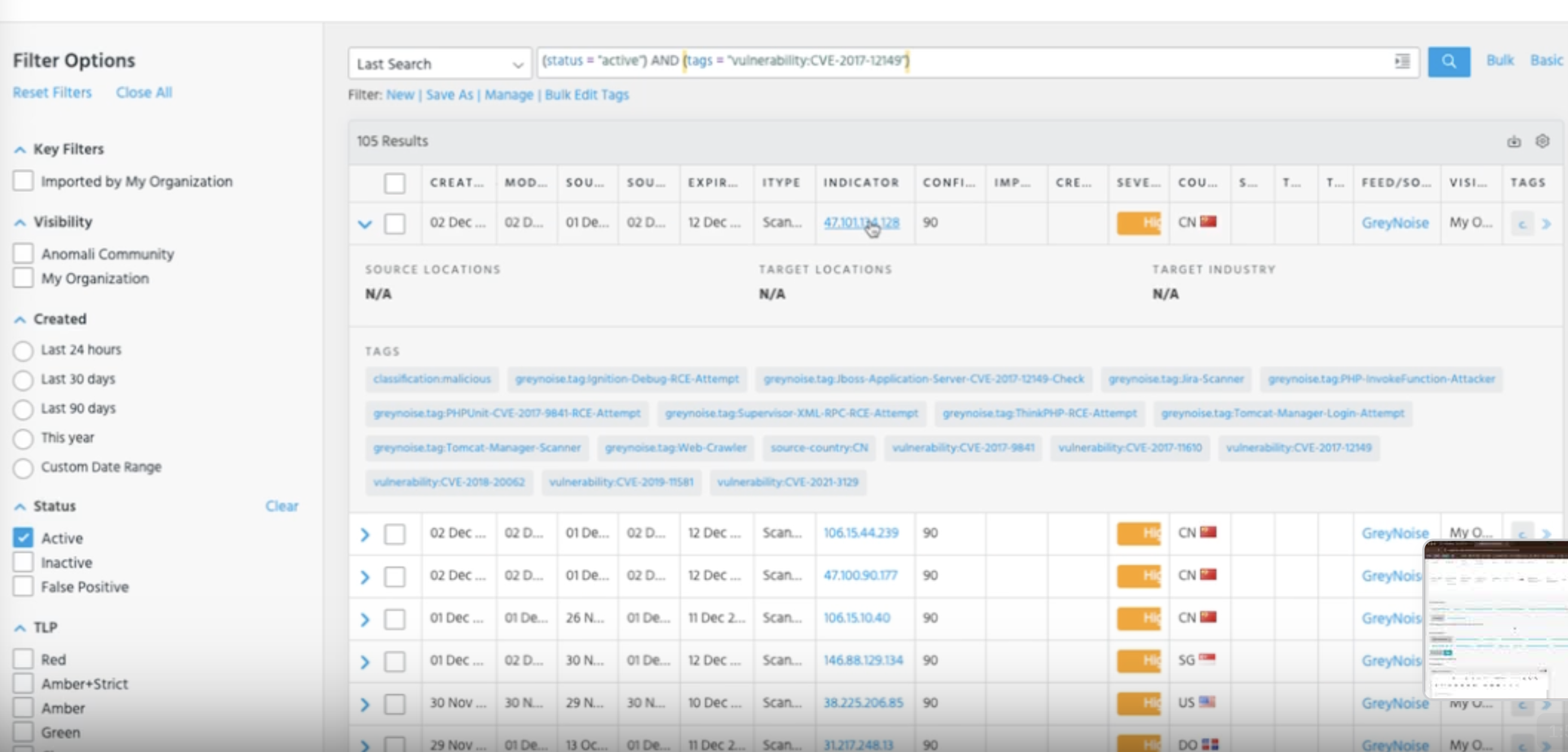 Anomali ThreatStream — CVE Enrichment and v3 IP Lookup Update — screenshot 1